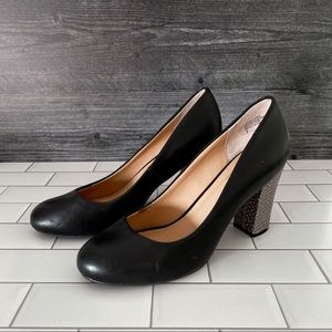 Seychelles Black & Silver Leather Heels Size 7